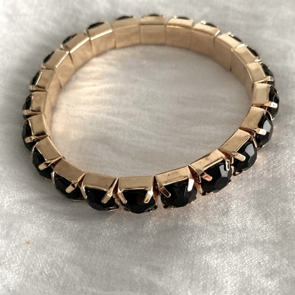 Bohemian Bracelet New Stretch Stackable Black & G… - image 5